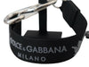 Dolce & Gabbana Black Polyester Logo Silver Tone Brass Keychain - GENUINE AUTHENTIC BRAND LLC  
