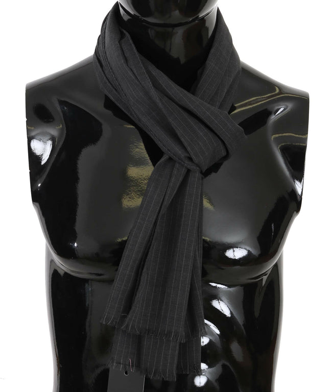 Dolce & Gabbana Gray 100% Wool Striped Pattern Wrap Scarf - GENUINE AUTHENTIC BRAND LLC  