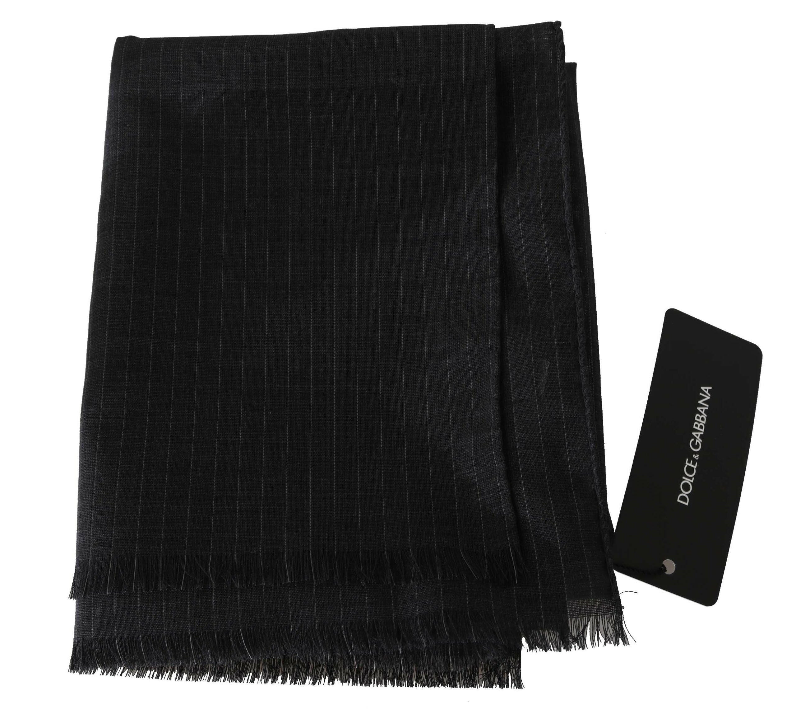 Dolce & Gabbana Gray 100% Wool Striped Pattern Wrap Scarf - GENUINE AUTHENTIC BRAND LLC  