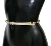 Dolce & Gabbana White Leather Crystals Waist Belt