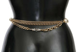 Dolce & Gabbana Purple Leather Gold Chain Crystal Waist Belt