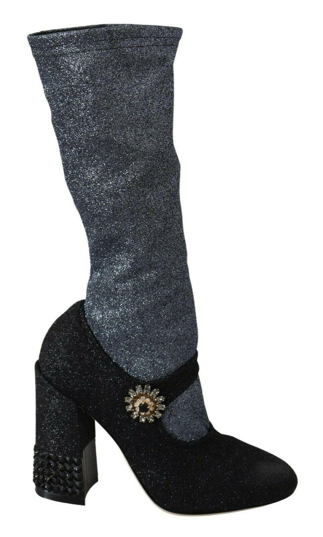 Dolce & Gabbana Black Crystal Mary Janes Booties Shoes - GENUINE AUTHENTIC BRAND LLC  