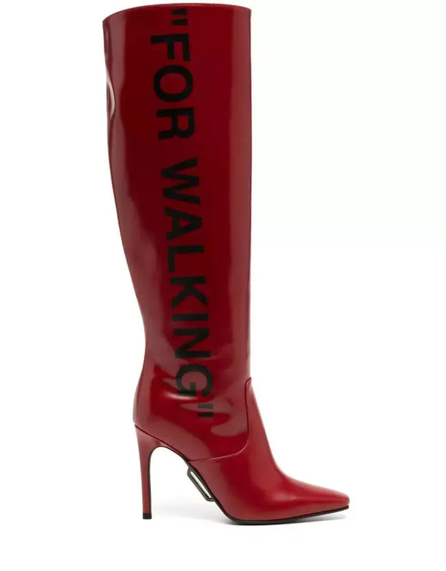 Off-White Red Leather Boot - GENUINE AUTHENTIC BRAND LLC  
