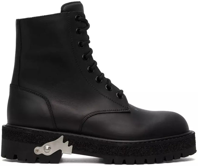 Off-White Black Leather Boot - GENUINE AUTHENTIC BRAND LLC  
