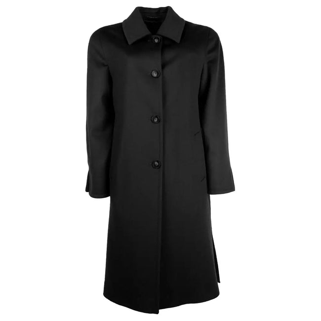Made in Italy Black Wool Vergine Jackets & Coat - GENUINE AUTHENTIC BRAND LLC  