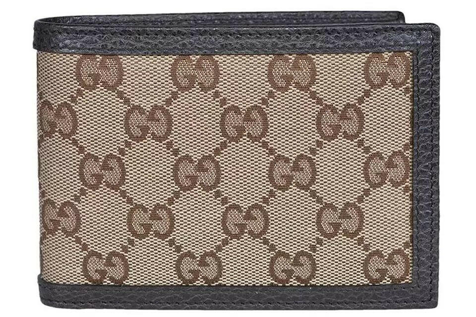 Gucci Elegant Monogram Canvas Wallet with Leather Detailing.