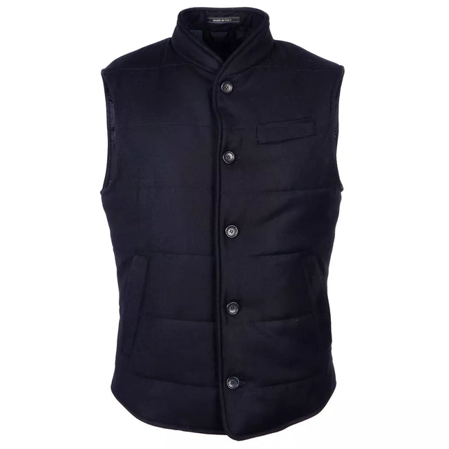 Made in Italy Black Wool Vest - GENUINE AUTHENTIC BRAND LLC  