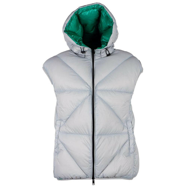 Centogrammi Centogrammi Chic Grey Puffer Vest with Green Lining