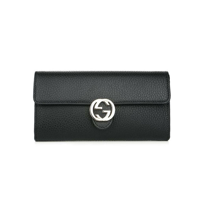 Gucci Elegant Calfskin Leather Chain Wallet.