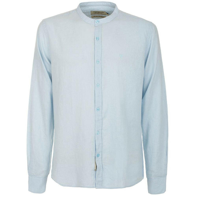 Fred Mello Mandarin Collar Linen-Cotton Blend Shirt.