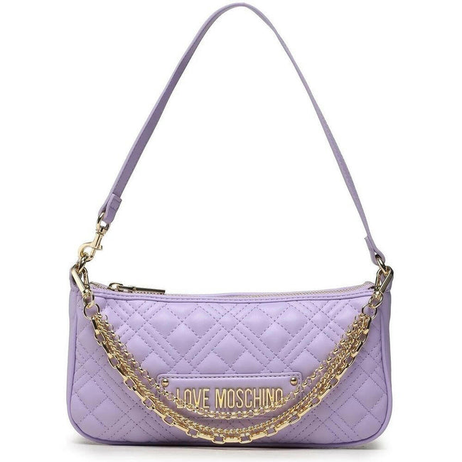 Love Moschino Elegant Purple Faux Leather Shoulder Bag.