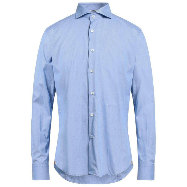 Aquascutum Elegant Light Blue Cotton Fil-à-Fil Shirt.