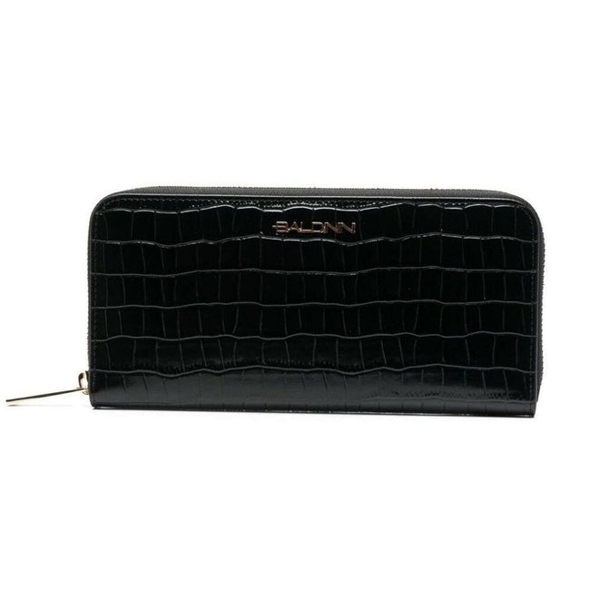 Baldinini Trend Elegant Croco Print Leather Wallet with Metal Accent.
