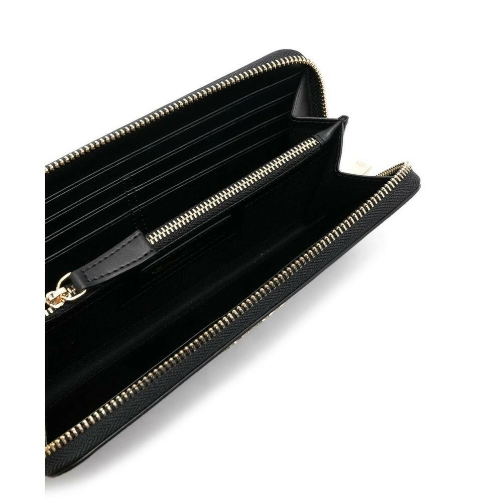 Baldinini Trend Elegant Croco Print Leather Wallet with Metal Accent.