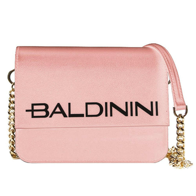 Baldinini Trend Chic Pink Calfskin Chain-Strap Handbag.