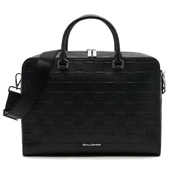Baldinini Trend Black Leather Di Calfskin Briefcase.
