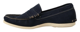 Pollini Blue Suede Low Top Mocassin Loafers Casual Men Shoes - GENUINE AUTHENTIC BRAND LLC  
