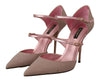 Dolce & Gabbana Pink Glittered Strappy Sandals Mary Jane Shoes