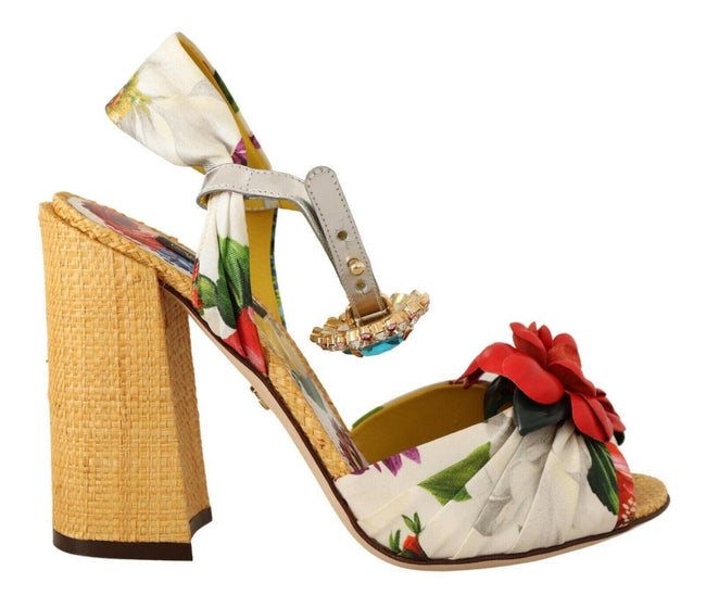 Dolce & Gabbana Multicolor Crystal Keira Sandals Silk Shoes - GENUINE AUTHENTIC BRAND LLC  