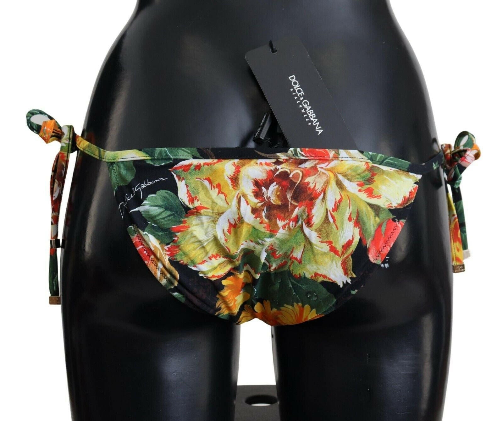 Dolce & Gabbana Black Floral Beachwear Swimsuit Bottom Bikini - GENUINE AUTHENTIC BRAND LLC  