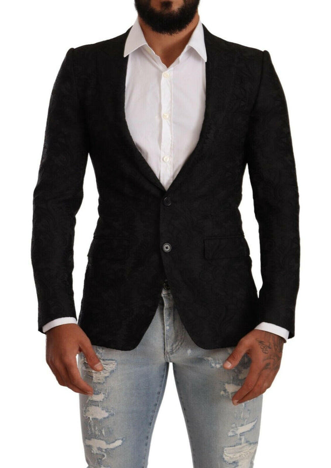 Dolce & Gabbana Black Brocade Two Button Suit MARTINI Jacket - GENUINE AUTHENTIC BRAND LLC  