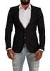 Dolce & Gabbana Black Brocade Two Button Suit MARTINI Jacket