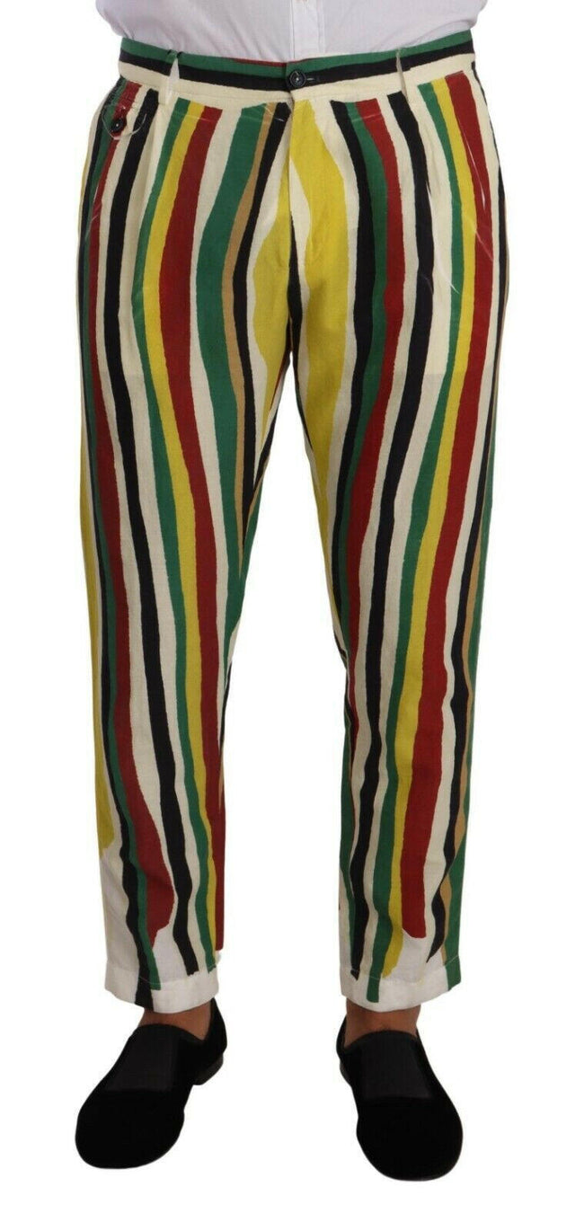 Dolce & Gabbana Multicolor Striped Linen Cotton Pants - GENUINE AUTHENTIC BRAND LLC  