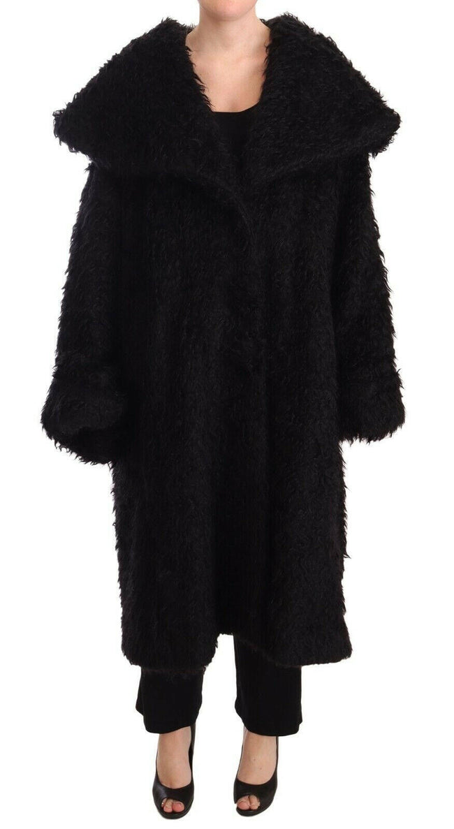Dolce & Gabbana Black Mohair Fur Cape Trench Coat Jacket - GENUINE AUTHENTIC BRAND LLC  