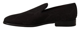 Dolce & Gabbana Black Floral Brocade Slippers Loafers Shoes - GENUINE AUTHENTIC BRAND LLC  