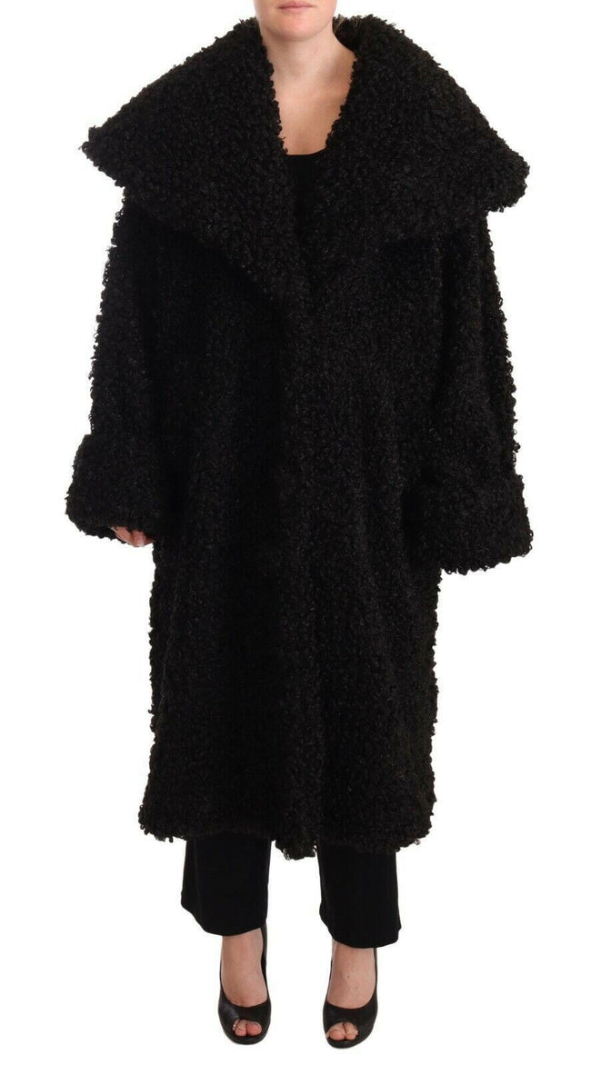 Dolce & Gabbana Black Polyester Fur Trench Coat Jacket - GENUINE AUTHENTIC BRAND LLC  