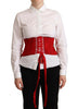 Dolce & Gabbana Red Corset Belt Stretch Waist Strap Top