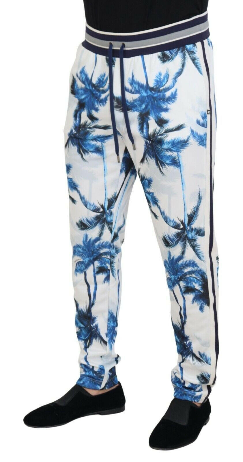 Dolce & Gabbana White Palm Tree Print Men Trouser Pants - GENUINE AUTHENTIC BRAND LLC  