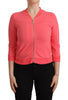 Blumarine Pink 3/4 Sleeve Zip Embellished Sweater