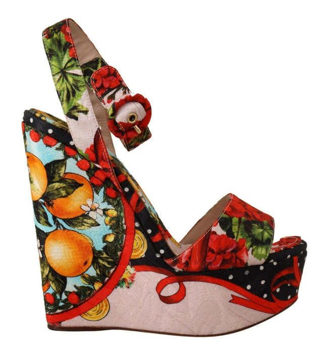 Dolce & Gabbana Multicolor Brocade Platform Heels Sandals Shoes - GENUINE AUTHENTIC BRAND LLC  