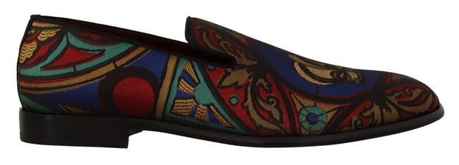 Dolce & Gabbana Multicolor Jacquard Crown Slippers Loafers Shoes - GENUINE AUTHENTIC BRAND LLC  