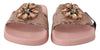 Dolce & Gabbana Pink Lace Crystal Sandals Slides Beach Shoes - GENUINE AUTHENTIC BRAND LLC  