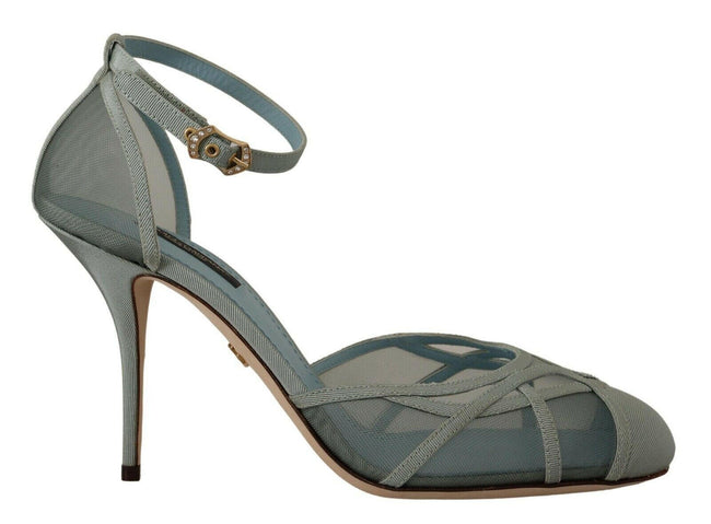 Dolce & Gabbana Blue Mesh Ankle Strap Heels Sandals Shoes - GENUINE AUTHENTIC BRAND LLC  