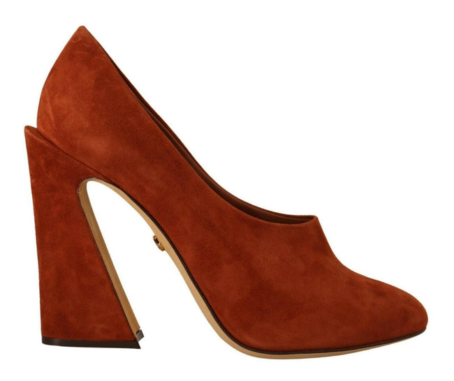 Dolce & Gabbana Brown Suede Leather Block Heels Pumps Shoes - GENUINE AUTHENTIC BRAND LLC  