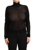 Dolce & Gabbana Black Turtleneck Sheer Pullover Top Sweater