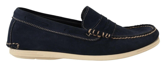 Pollini Blue Suede Low Top Mocassin Loafers Casual Men Shoes - GENUINE AUTHENTIC BRAND LLC  