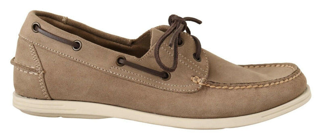 Pollini Beige Suede Low Top Mocassin Loafers Casual Men Shoes - GENUINE AUTHENTIC BRAND LLC  