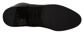 Dolce & Gabbana Black Leather Flats Logo Short Boots Shoes - GENUINE AUTHENTIC BRAND LLC  