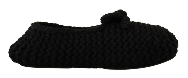 Dolce & Gabbana Black Slip On Ballerina Flats Wool Knit Shoes - GENUINE AUTHENTIC BRAND LLC  