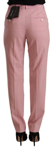 Dolce & Gabbana Pink Wool Stretch High Waist Trouser Pants - GENUINE AUTHENTIC BRAND LLC  