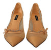 Dolce & Gabbana Peach Mesh Leather Chains Heels Pumps Shoes