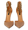 Dolce & Gabbana Beige Ankle Chain Strap High Heels Pumps Shoes - GENUINE AUTHENTIC BRAND LLC  