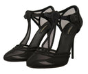 Dolce & Gabbana Black Mesh T-strap Stiletto Heels Pumps Shoes - GENUINE AUTHENTIC BRAND LLC  