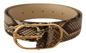 Dolce & Gabbana Brown Exotic Leather Gold Oval Buckle Belt - GENUINE AUTHENTIC BRAND LLC  