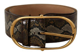 Dolce & Gabbana Brown Python Leather Gold Oval Buckle Belt - GENUINE AUTHENTIC BRAND LLC  
