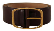 Dolce & Gabbana Dark Brown Leather Gold Metal Buckle Belt - GENUINE AUTHENTIC BRAND LLC  